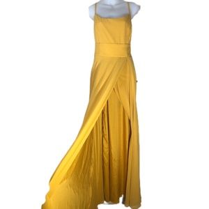 Lulus Sunshine Yellow Crisscross Back Bridesmaid Dress